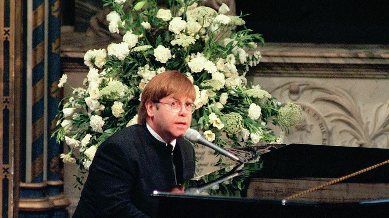Sir Elton John at Princess Diana's funeral 