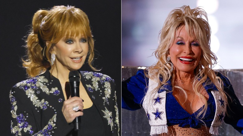 Split image of Reba McEntire and Dolly Parton