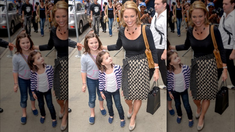 Amy Robach with her daughters in 2012