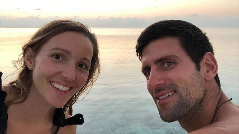 Jelena and Novak Djokovic smiling