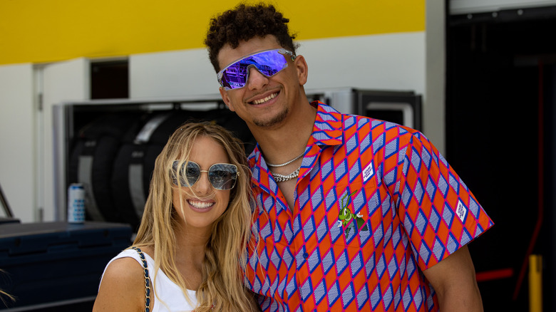 Brittany Mahomes, Patrick Mahomes wearing sunglasses