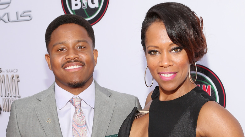 Ian Alexander Jr. and Regina King smiling