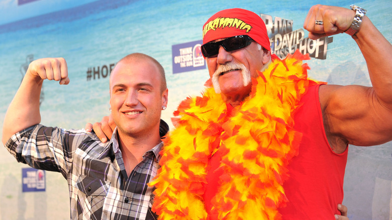 Nick Hogan and Hulk Hogan posing