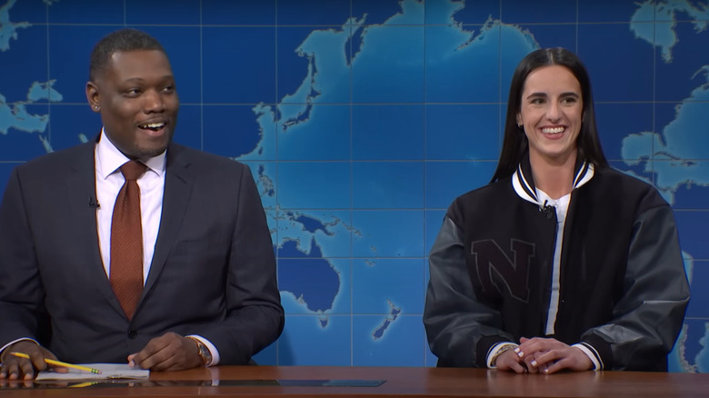 Michael Che and Caitlin Clark on Saturday Night Live