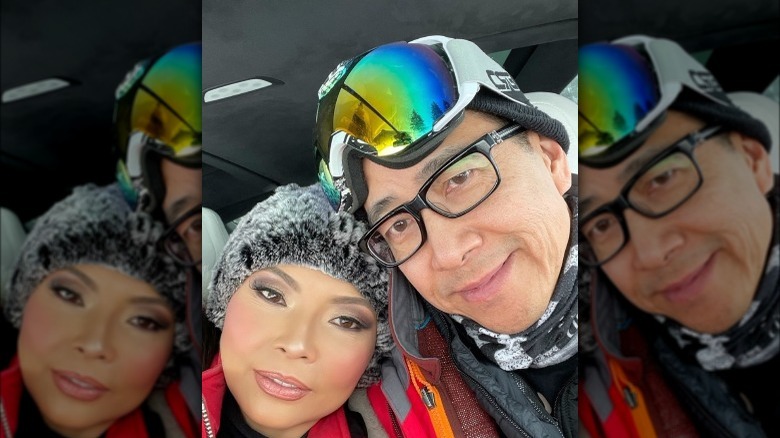 Jennie Nguyen and Duy Tran in skiing gear