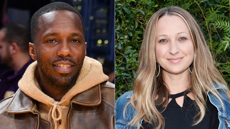 Rich Paul and Jennifer Meyer posing in split image