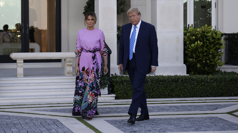 Melania Trump pink floral jumpsuit