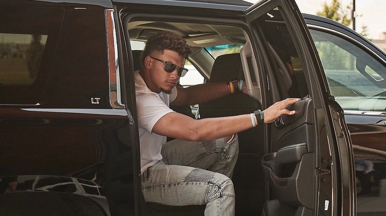 Patrick Mahomes in car