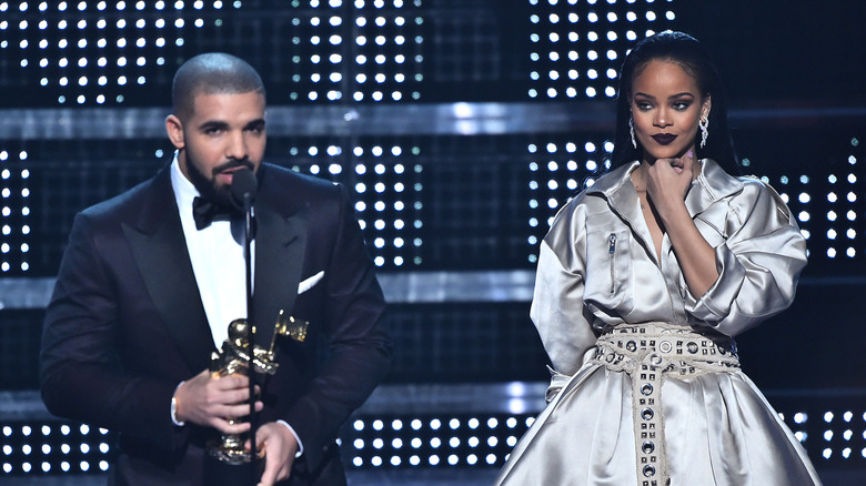 Rihanna and Drake on stage 