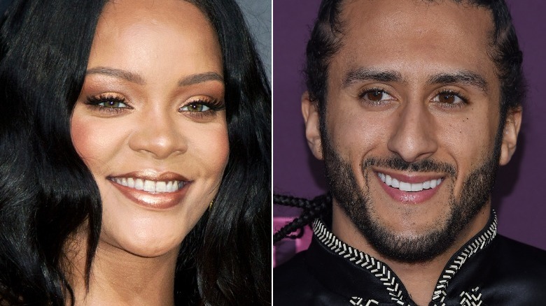 Rihanna and Colin Kaepernick split image