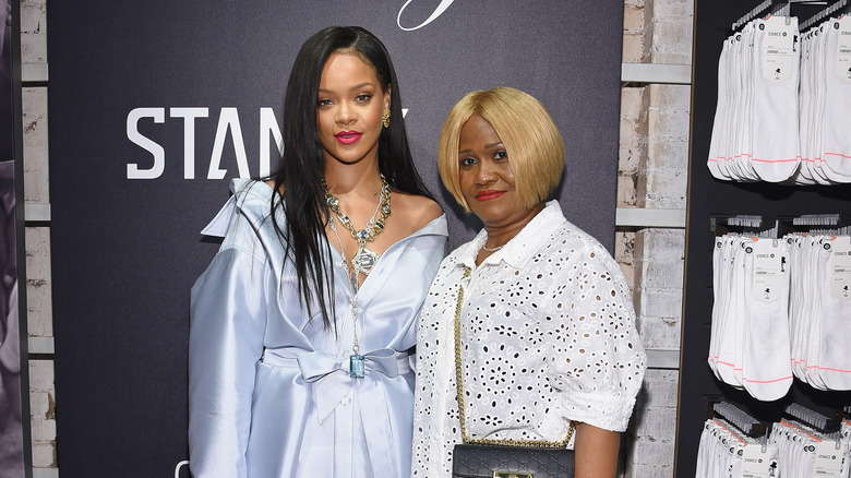 Rihanna making an appearance with her mother Monica Braithwaite