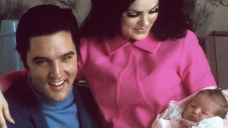 Elvis Presley Priscilla Presley with baby Lisa Marie