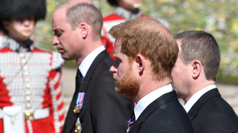 William and Harry at Prince Philip's funeral