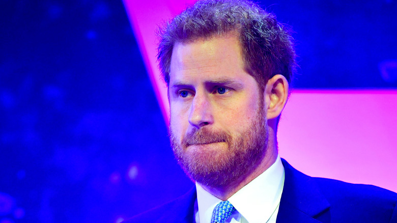 Prince Harry pursed lips