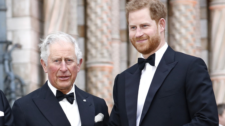 Prince Charles and Prince Harry standing together