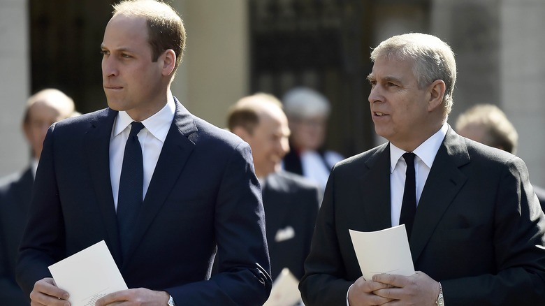 Prince William and Prince Andrew in suits