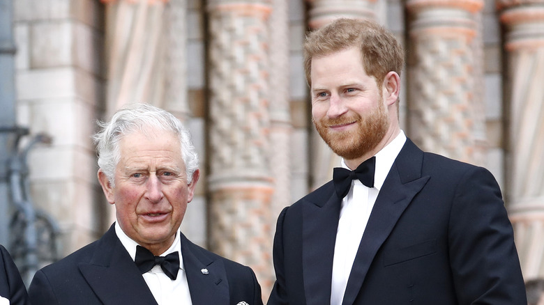 Prince Charles and Prince Harry in tuxedos