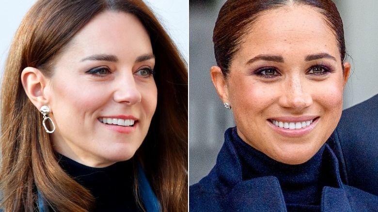 Kate Middleton and Meghan Markle smiling 