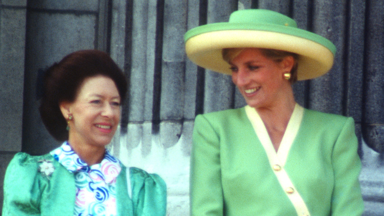 Princesses Margaret and Diana smiling