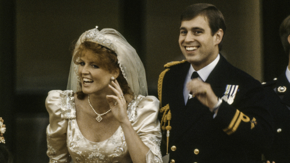 Sarah Ferguson and Prince Andrew on their wedding day