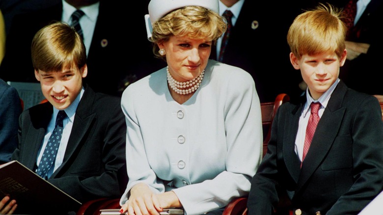 Princess Diana sitting with her sons