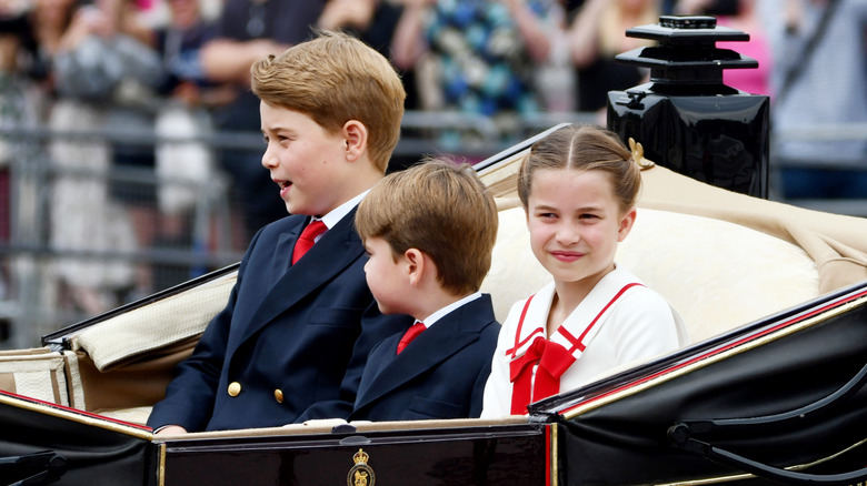 Prince George, Prince Louis, and Princess Charlotte during the 2012 Trooping the Colour parade