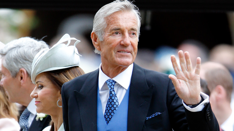 Pippa Middleton's father-in-law David Matthews waving