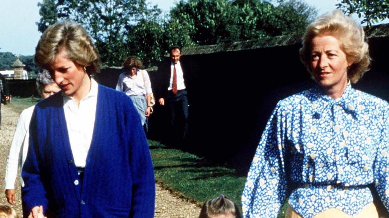 Princess Diana and her mother walking