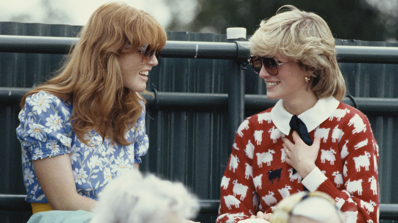 Sarah Ferguson and Princess Diana chatting