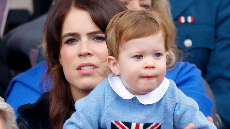 Princess Eugenie holding her son August 