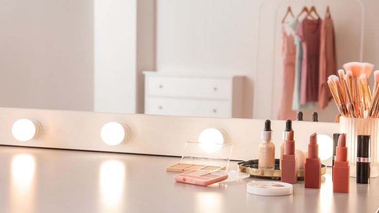 Makeup sitting on a counter