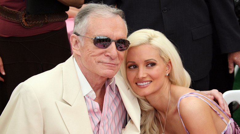 Hugh Hefner sunglasses, Holly Madison platinum blonde