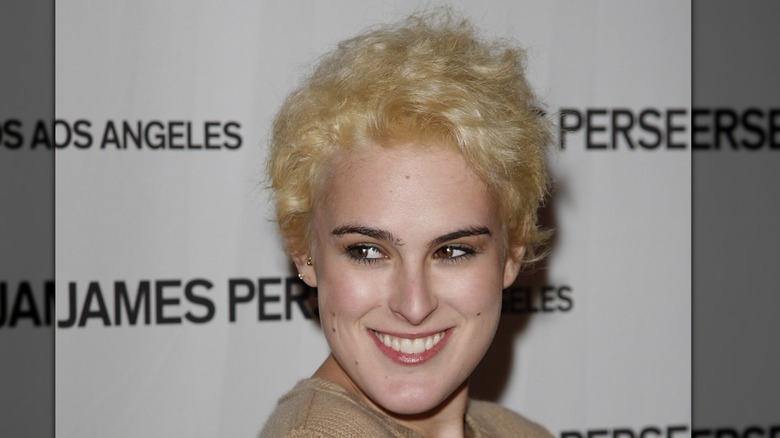 Rumer Willis with blond curly hair