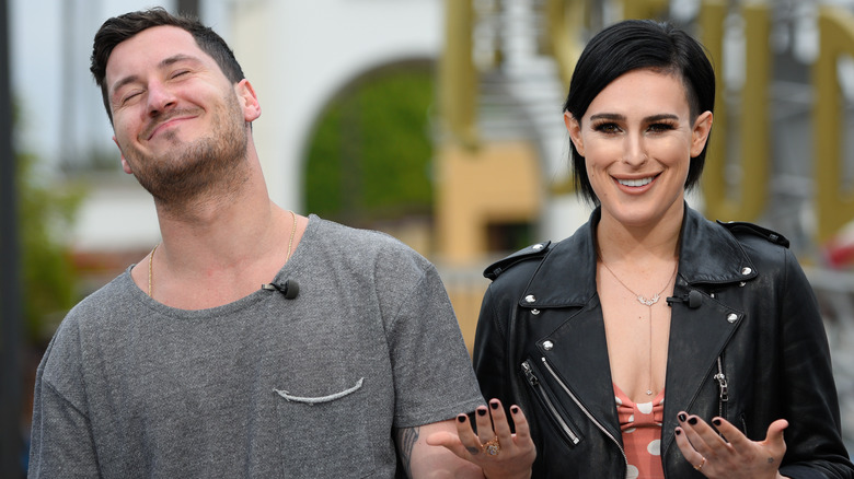 Valentin Chmerkovskiy and Rumer Willis laughing