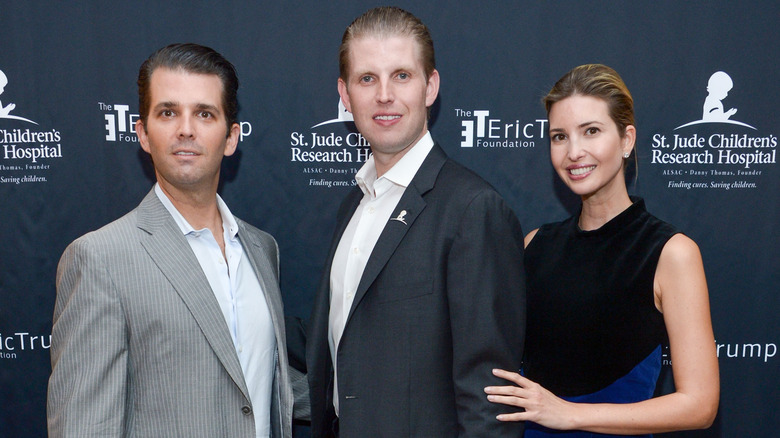 Donald Trump Jr., Eric Trump and Ivanka Trump on a red carpet