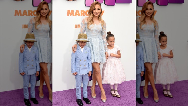 Jennifer Lopez posing with Max and Emme