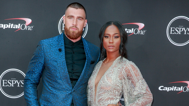 Travis Kelce, Kayla Nicole posing