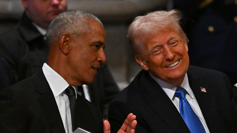 Barack Obama Donald Trump laughing