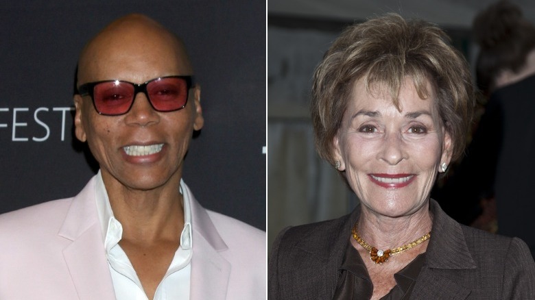 RuPaul wears pink glasses, Judge Judy wears a brown blazer