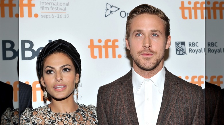 Eva Mendes and Ryan Gosling posing