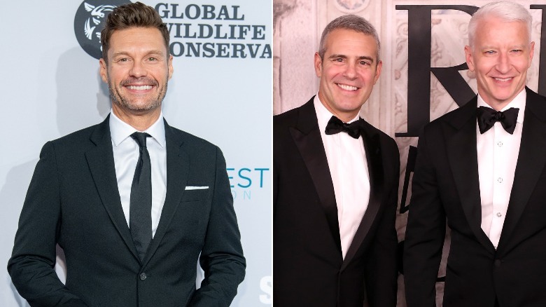 Ryan Seacrest Andy Cohen and Anderson Cooper red carpet 