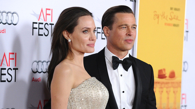 Brad Pitt and Angelina Jolie pose together