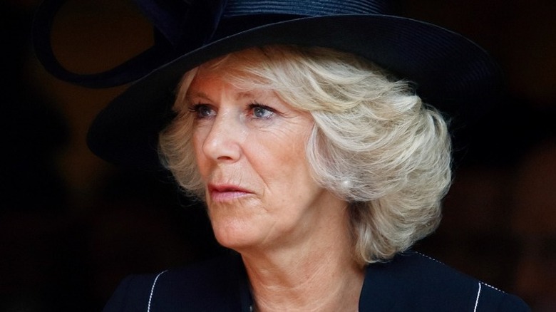 Camilla Parker Bowles looking to the side