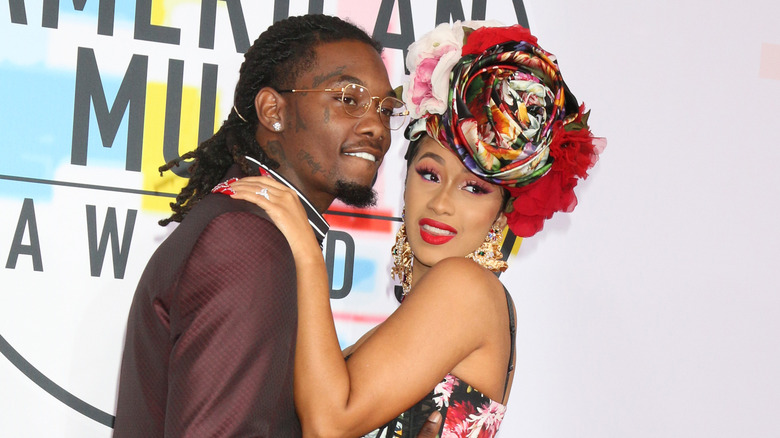 Cardi B posing with Offset 