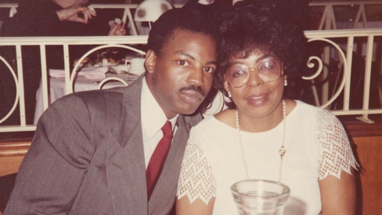 LeVar Burton sitting with his mother