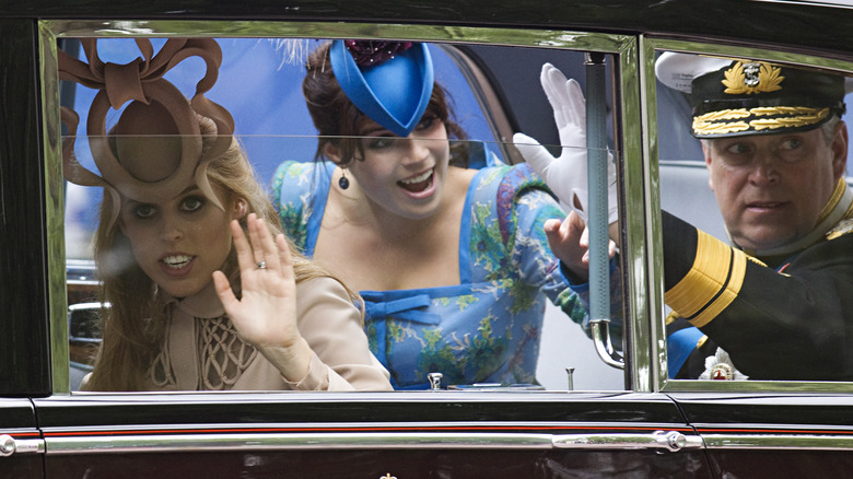 Princess Beatrice, Princess Eugenie waving