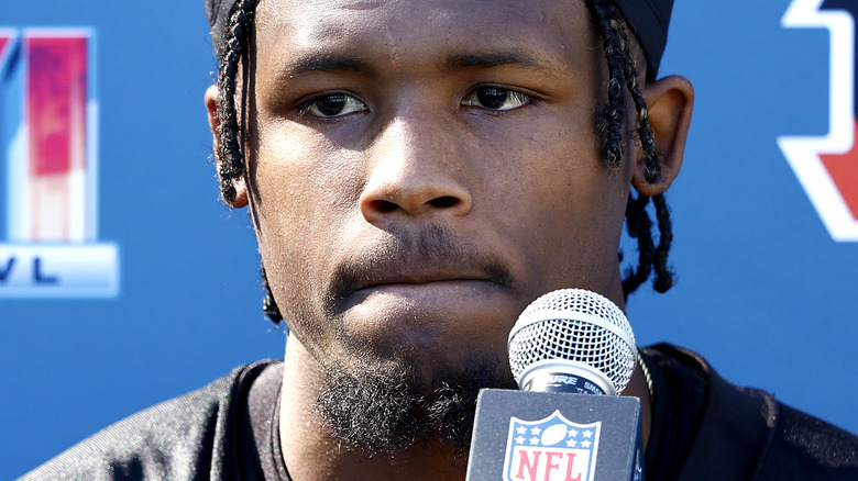 Tee Higgins speaking at a press conference