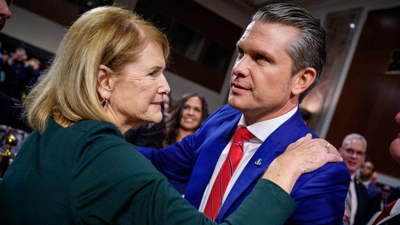 Penelope Hegseth hugging her son Pete Hegseth.