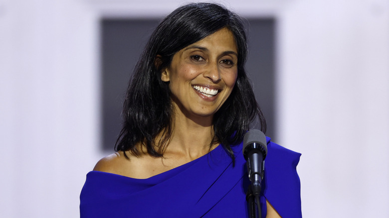 Usha Vance smiling on stage on the 2024 RNC