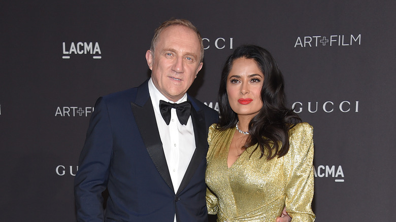 Salma Hayek and François-Henri Pinault pose 